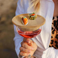 Wine glass for sausage platter