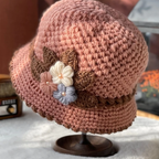 French Thick Women's Flower Knit Wool Hat