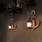Vintage Anchor LED Wall Light - Industrial Metal & Wood for Dining Room/Living Room