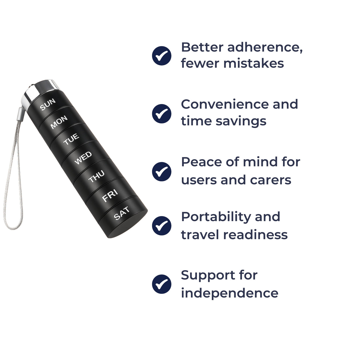Moisture-Proof Metal Case – 7-Day Clear Label Design – Travel Friendly for Adults & Seniors