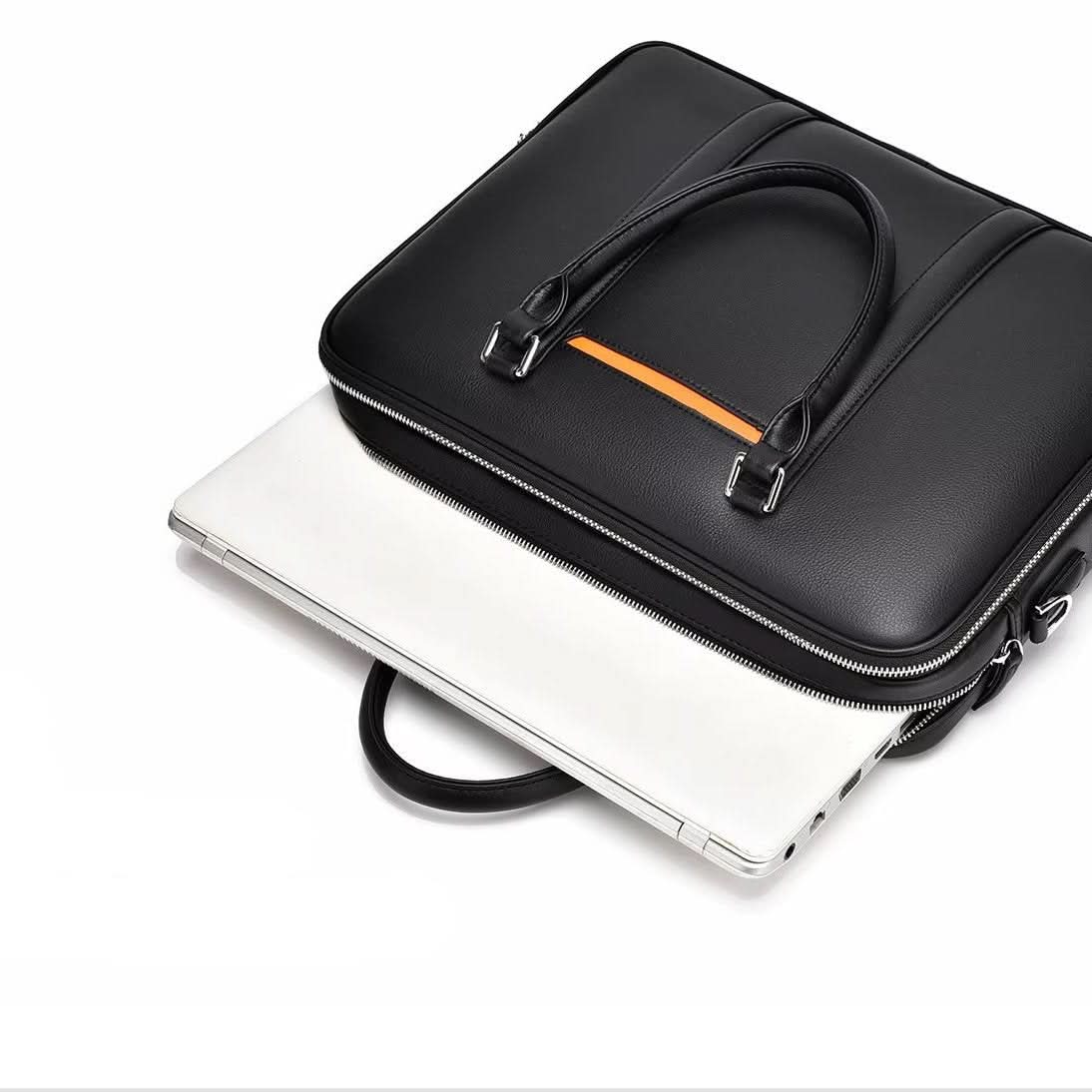 Manhattan Leather Business Laptop Briefcase Crossbody Handbag