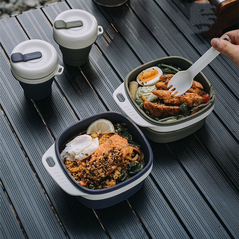 Portable Silicone All-In-One Camping Tableware Set