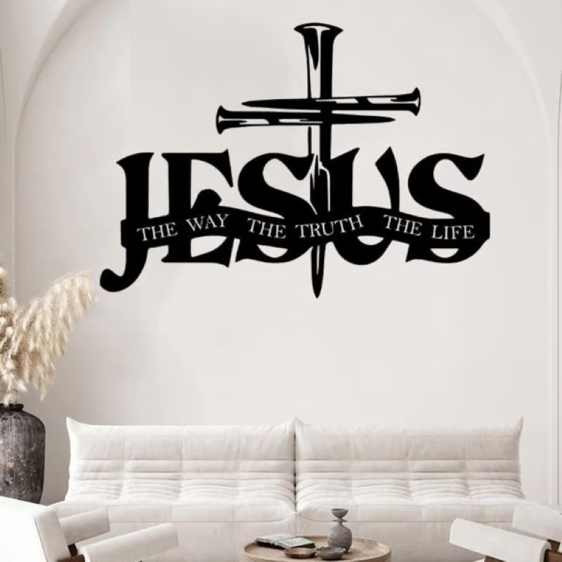 Jesus and cross metal silhouette wall decoration