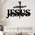 Jesus and cross metal silhouette wall decoration