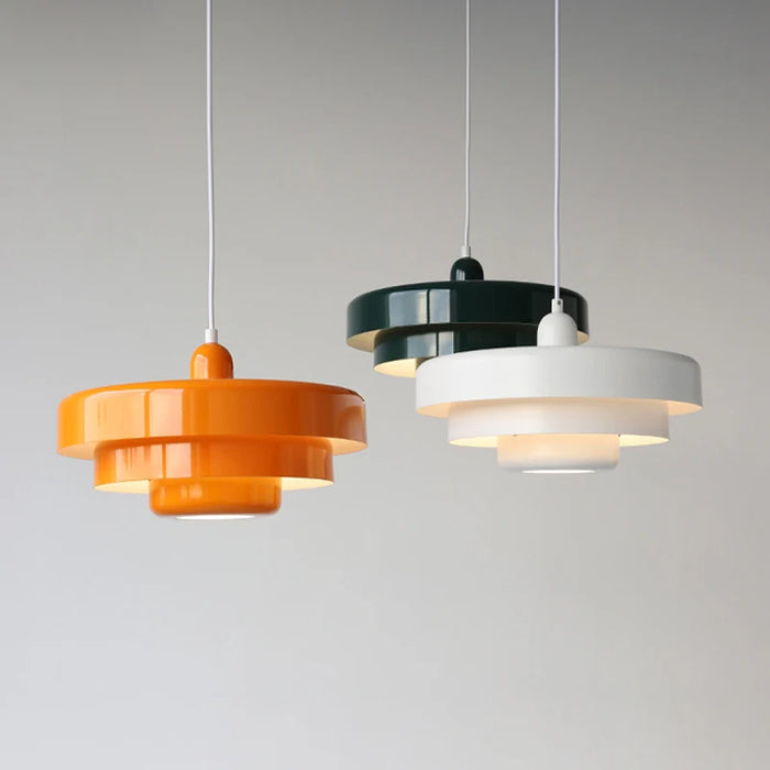 Multi-layer pendant light green 21 cm metal