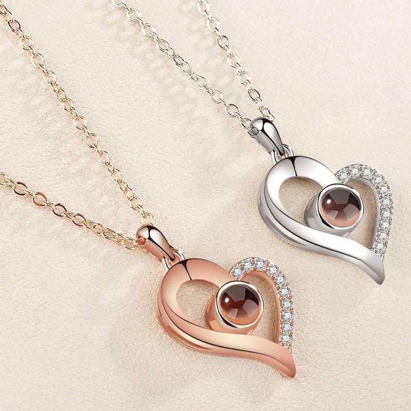 Love Projection Heart Necklace (I love you in 100 languages)