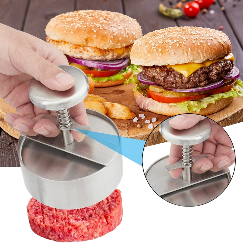 Manual meat press for hamburger patties