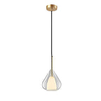 Industrial pendant light with double glass and raindrop design - Small hanging lamp for dining room and kitchen, modern minimalist design
