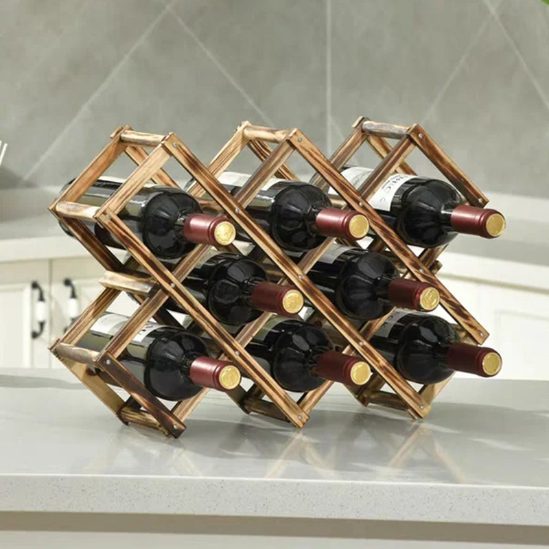 Folding Freestanding Wooden Wine Rack
