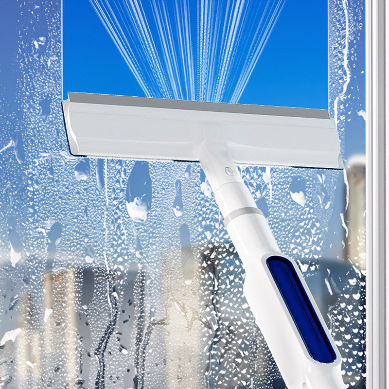 Window cleaning squeegee with spray function