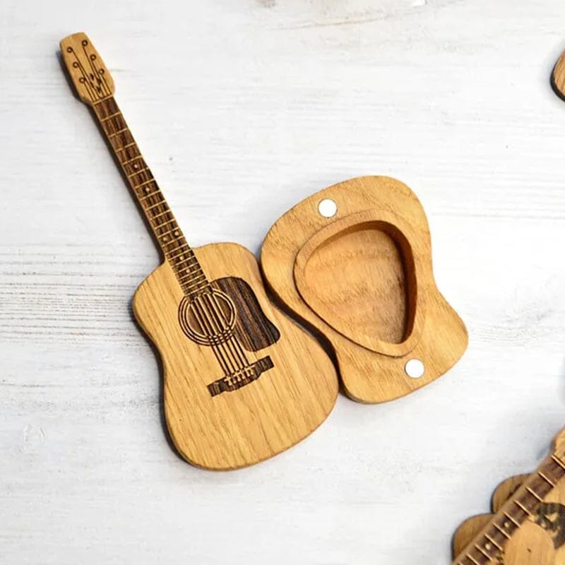 Wooden box for acoustic guitar accessories