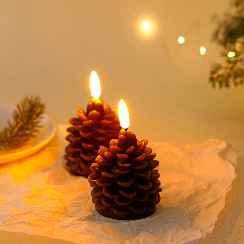 Flameless Pine Cone Candles