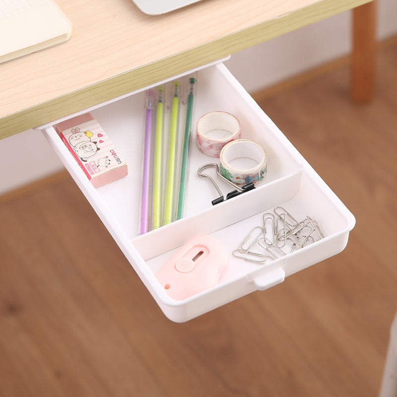 Concealed Under-Desk Storage Drawer with Push-to-Close Design