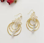 Crystal Lotus Three Ring Earrings