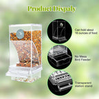 Automatic transparent bird feeder without spills