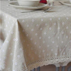 Daisy Print Cotton Linen Tablecloth
