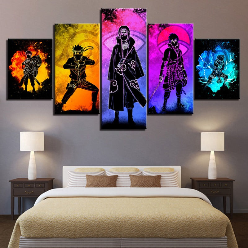5 piece Naruto Anime - canvas wall art painting