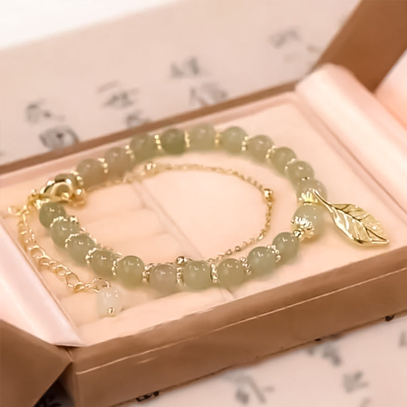 Hetian Jade Leaf Gold Bracelet