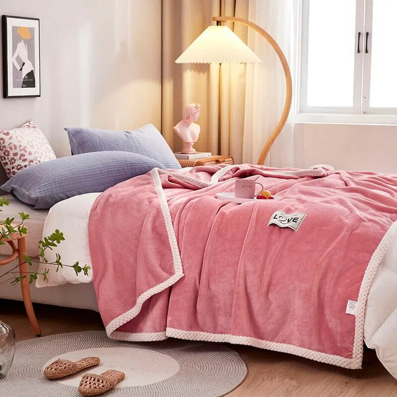 Flannel Fleece Snuggle Blanket in Pink