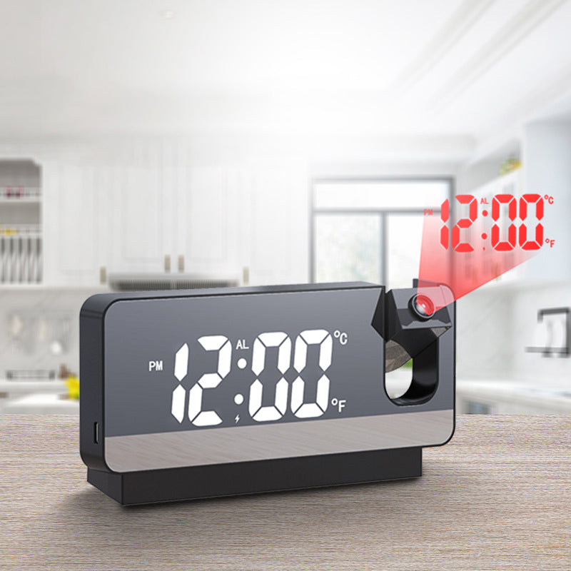 Digital Projection Alarm Clock with 180-Degree Rotatable Projector