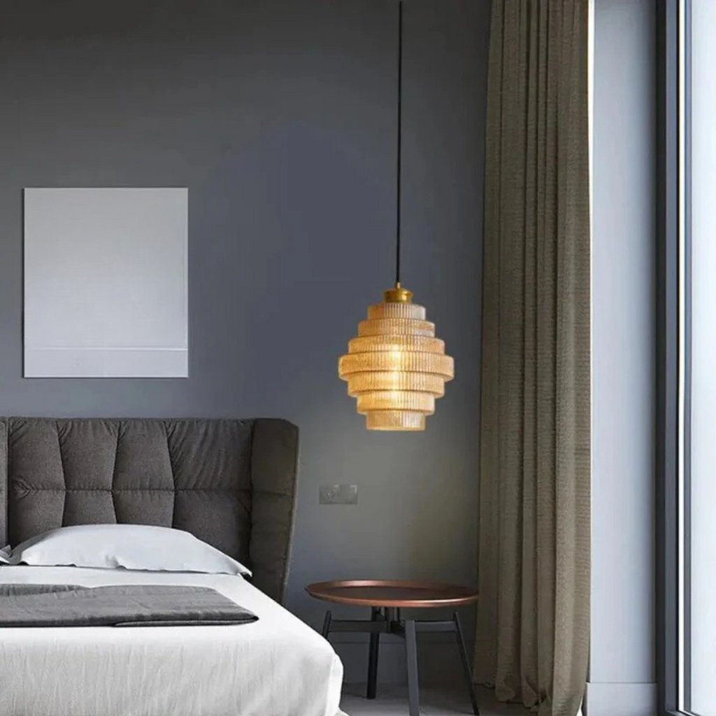 Retro Glass and Brass Pendant Lamp for Living Room or Dining Table