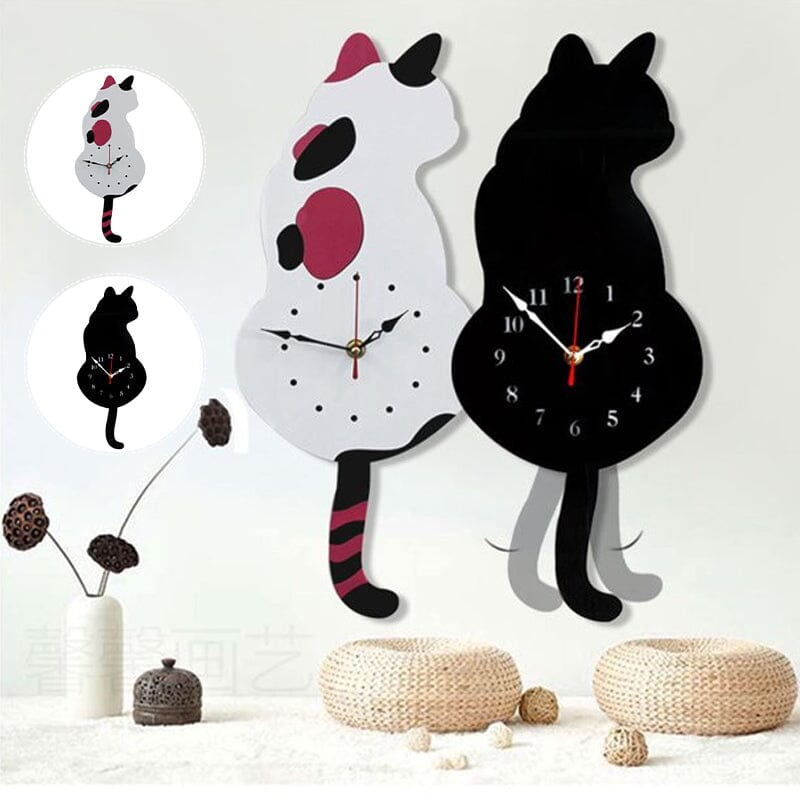 Nordic Cat Wobble-Tail Wall Clock