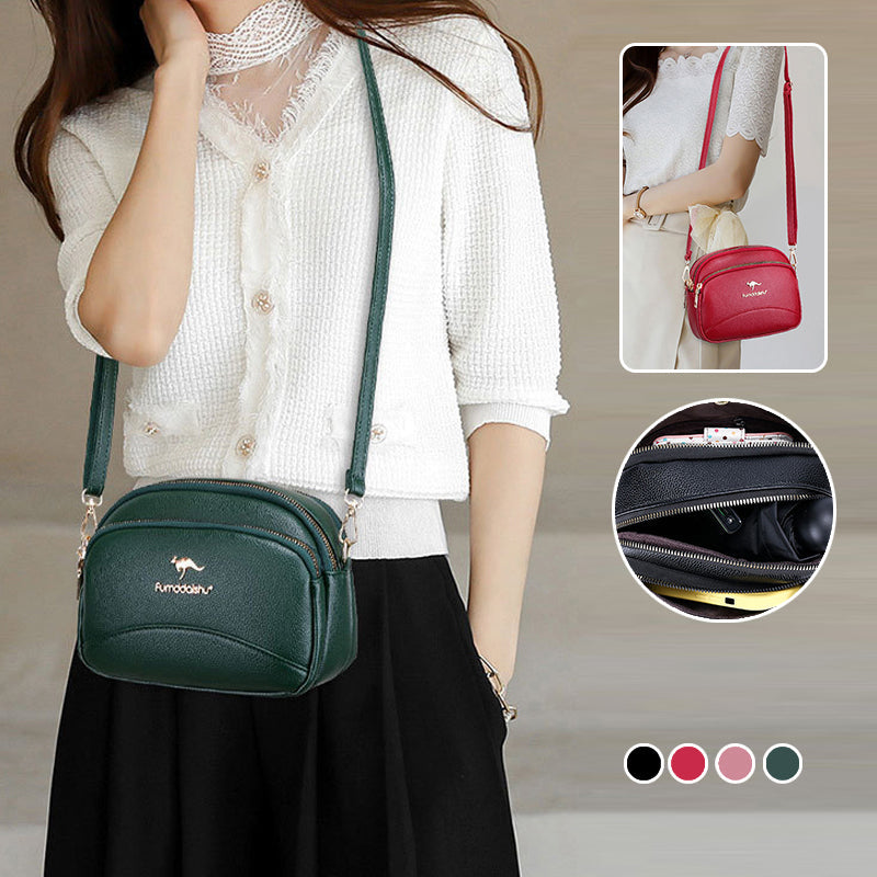 Soft Leather Multi-Pocket Shoulder Bag
