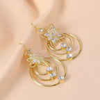 Crystal Lotus Three Ring Earrings