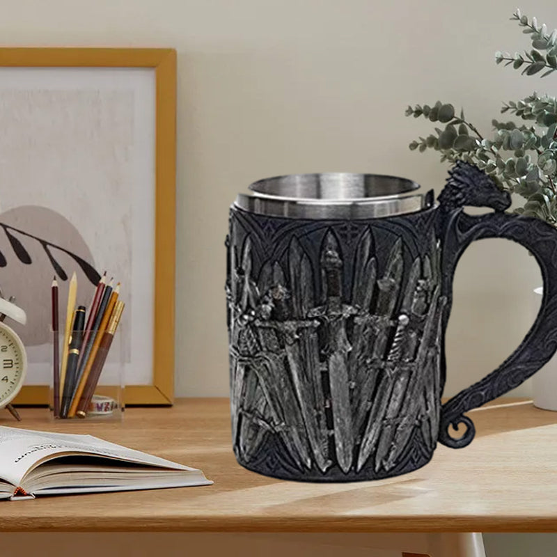 Creative Stainless Steel Medieval Mug Tankard for Beer Coffee