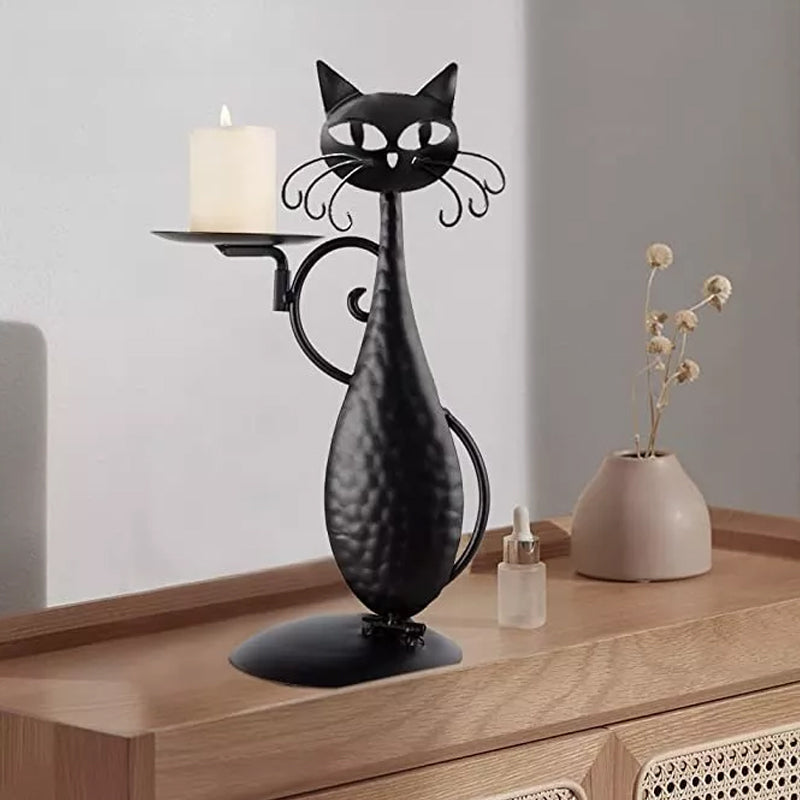 Candle holder black cat