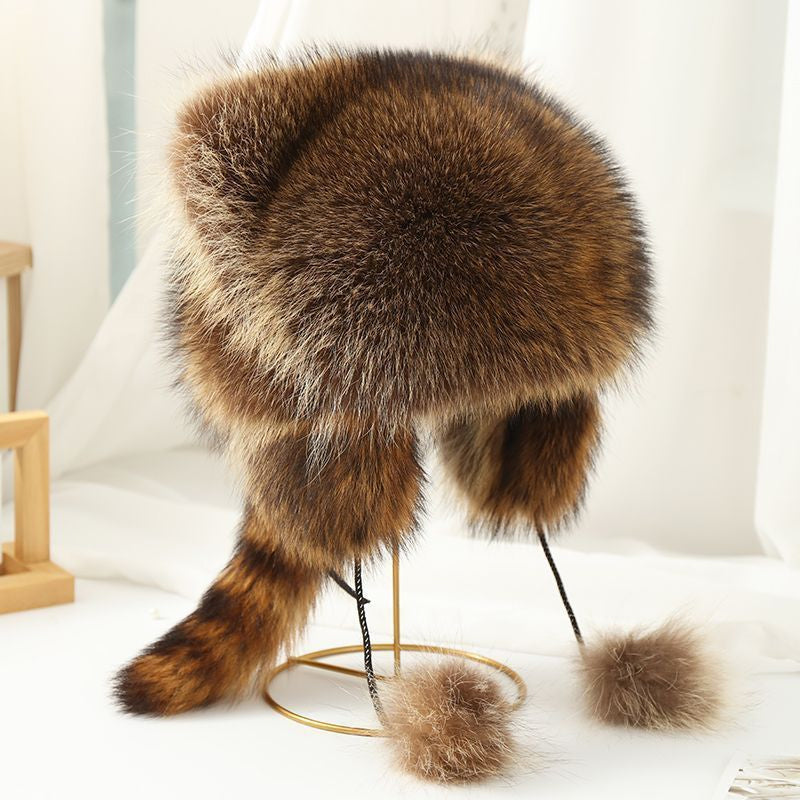 Sweet Faux Fur Raccoon Tail Parent-Child Plush Hat