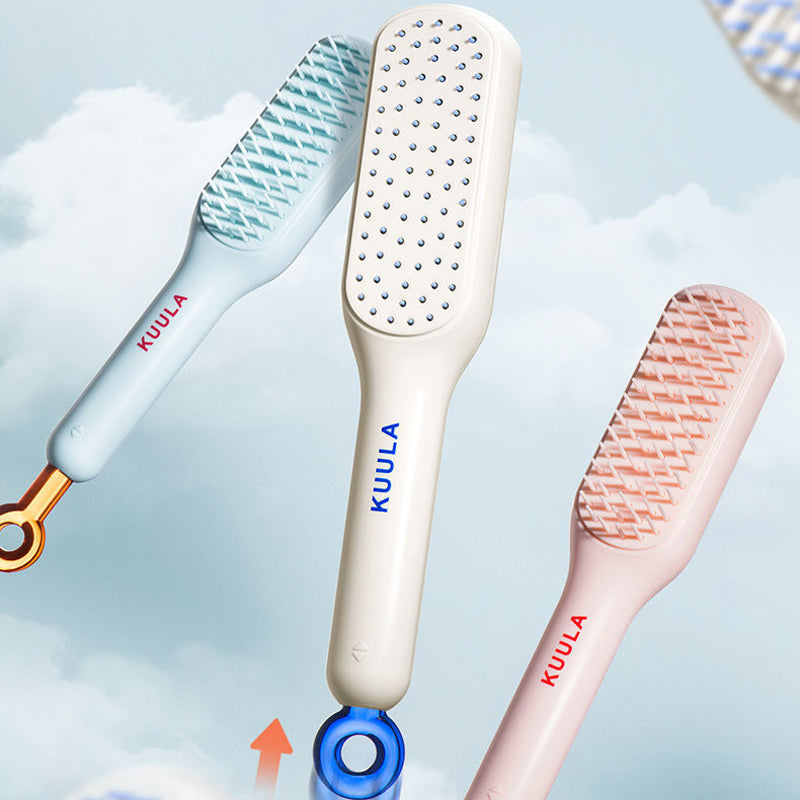 Self-cleaning anti-static massage comb