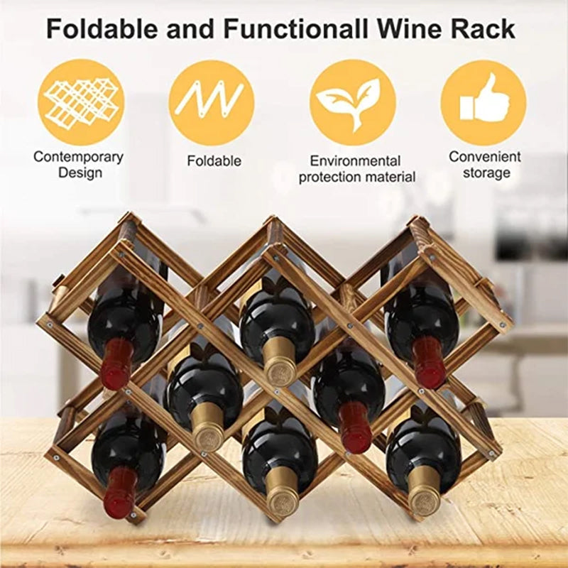 Folding Freestanding Wooden Wine Rack