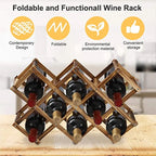 Folding Freestanding Wooden Wine Rack