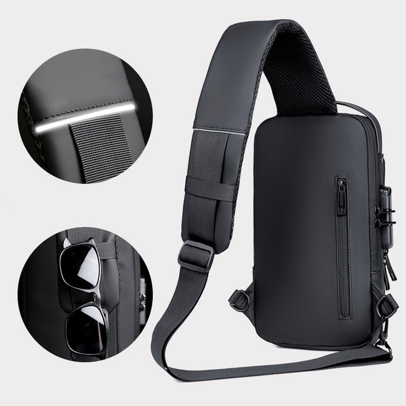 USB Charging Sport Sling Anti-Theft Shoulder Bag