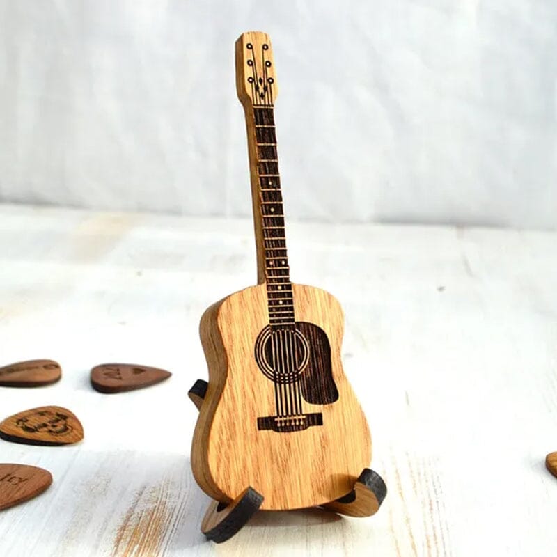 Wooden box for acoustic guitar accessories