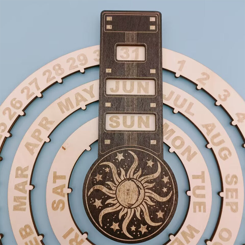Wood Rotating Circular Perpetual Calendar