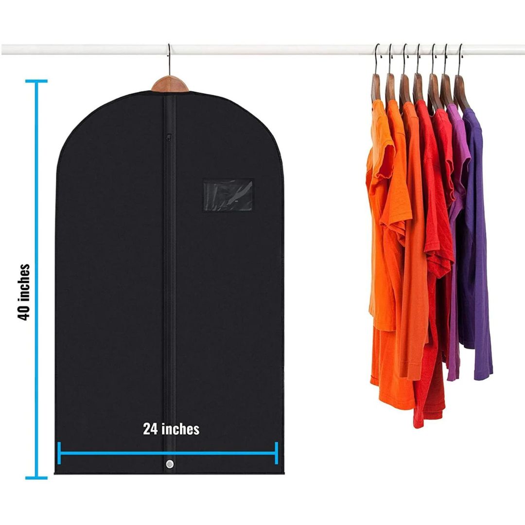 5 Premium Garment Bags - With Clear Window, Water-Resistant - 40"/54" inches