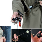 Keychain with retractable wire cable