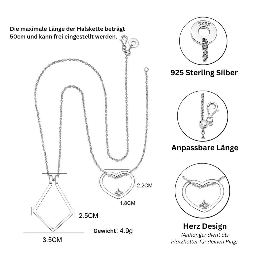 Amelina Heart-Necklace with Ring Holder – Elegance in Full Bloom