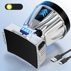Wide-beam LED headlamp with power bank function and USB charging port