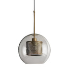 Vintage industrial pendant lamp with round glass and gold – LED pendant light for dining room and living room