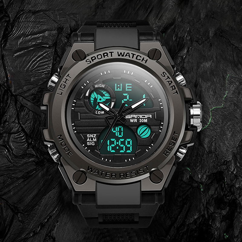Men's Double Display Waterproof Luminous Watch