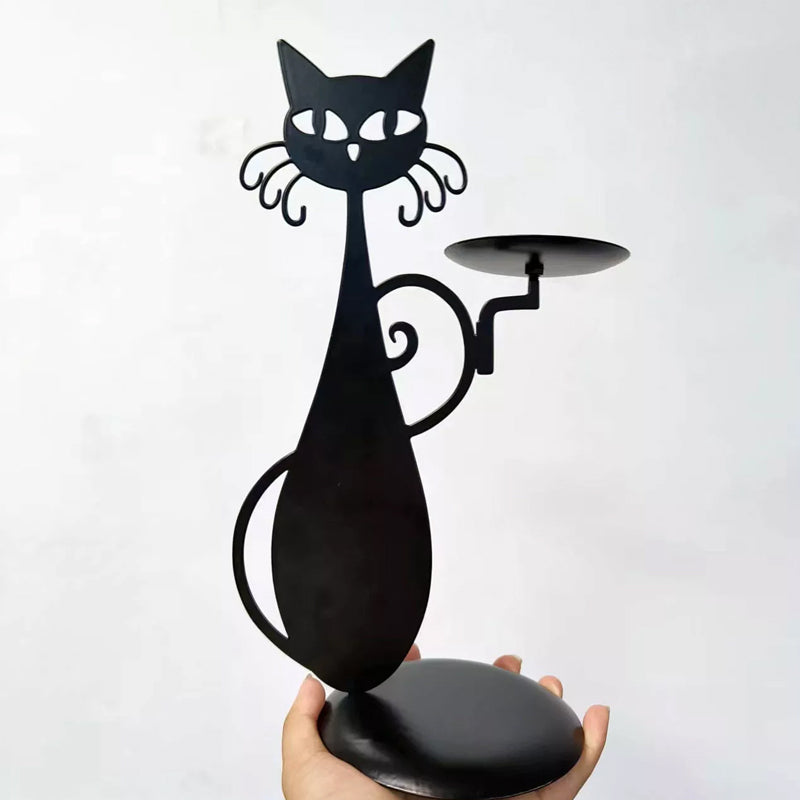 Candle holder black cat