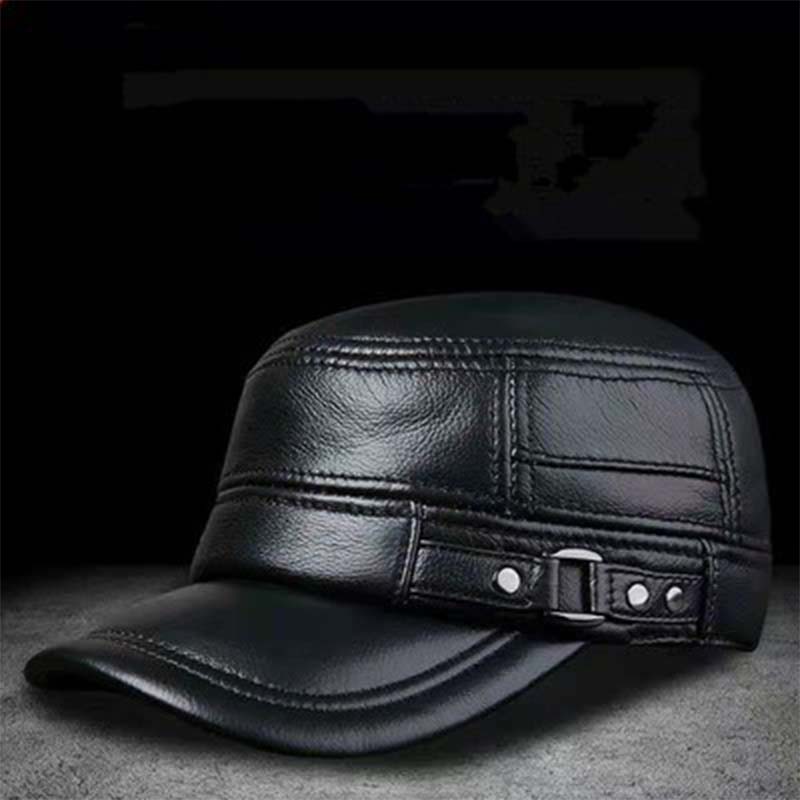 New winter hat for men with lambskin ear protection flat visor