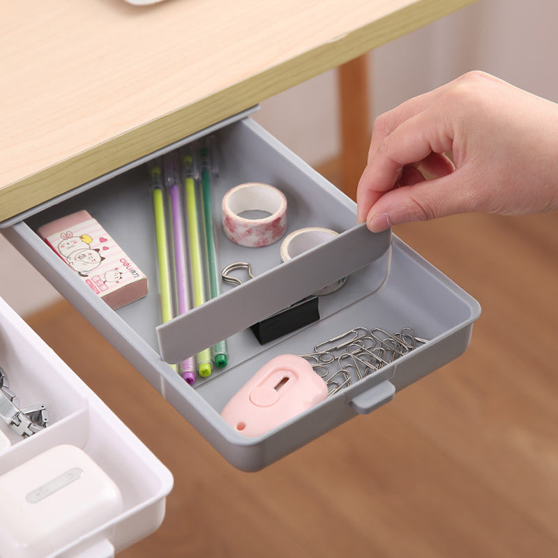 Concealed Under-Desk Storage Drawer with Push-to-Close Design