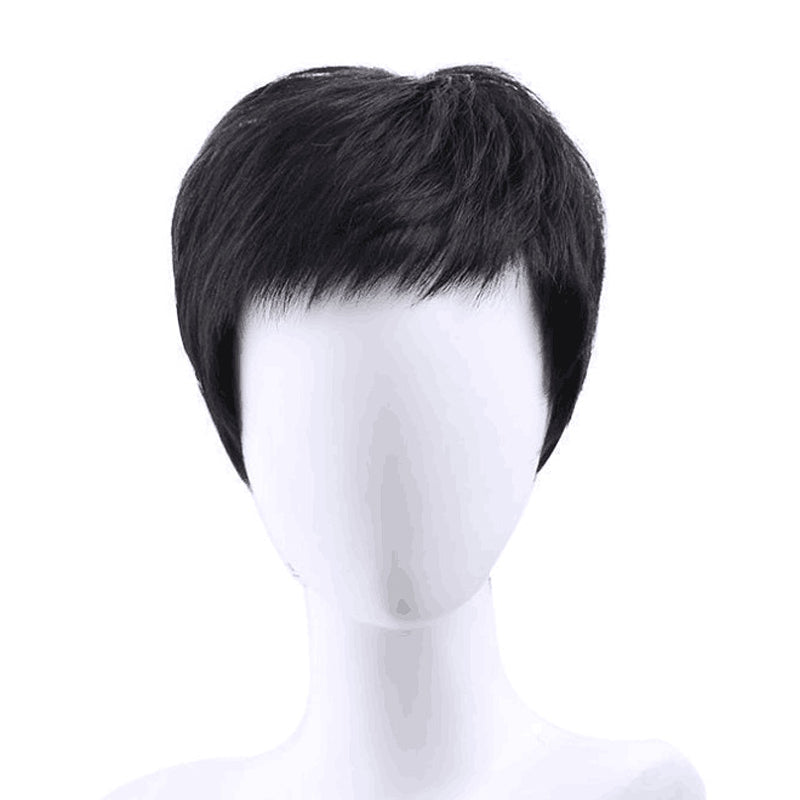 Natural full medium-length hair wig