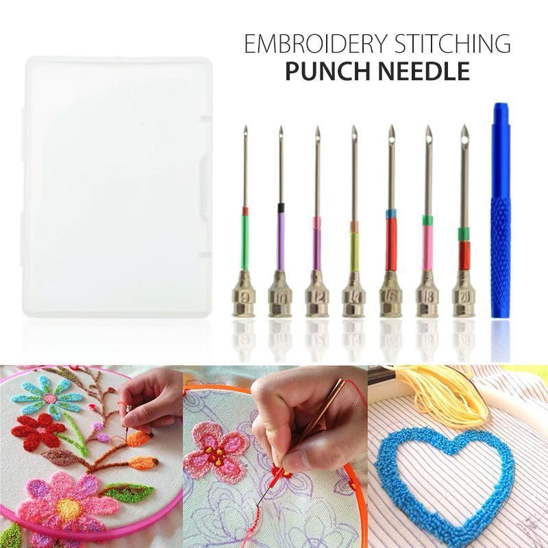 Embroidery Punch Needle Set of 7 for Continuous Threading and Craft Projects