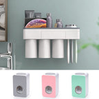 Practical toothbrush holder set with toothpaste dispenser