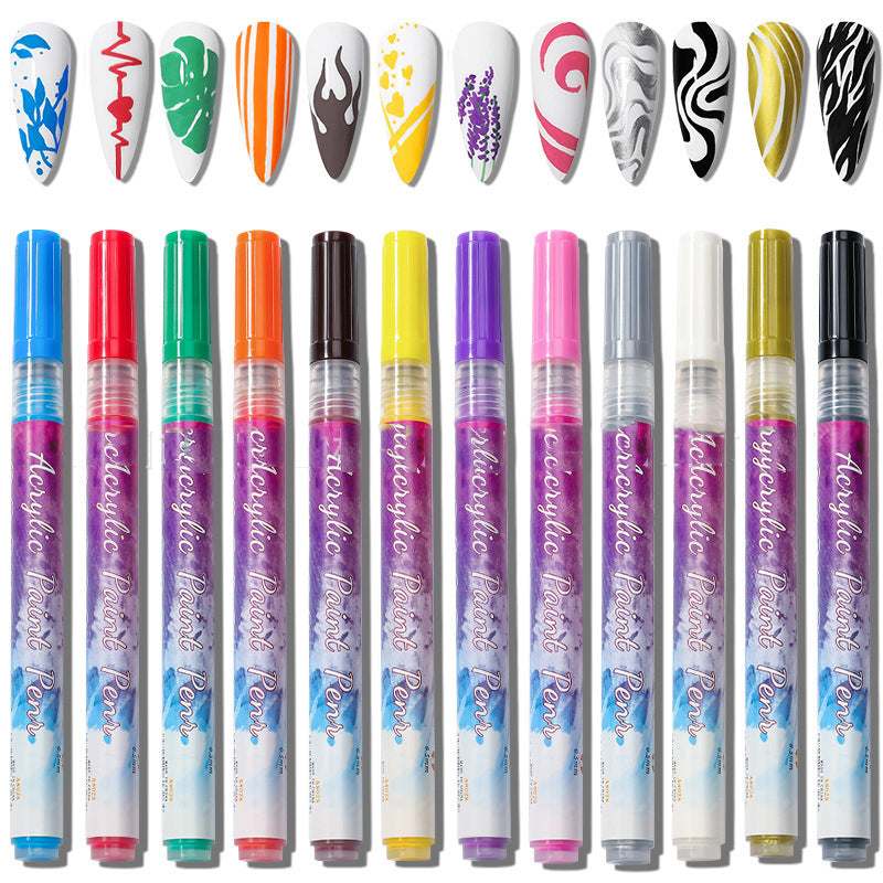 12-color ultra-thin curved nail pencil